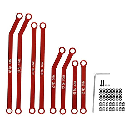 High Clearance RC Front Links Set for AXIAL SCX24 1/24 RC Crawler Car Aluminium Alloy RC Steering Linkage Rod Set (Red) - color: Red
