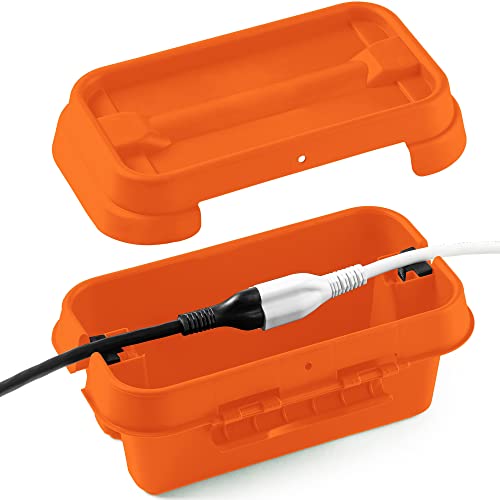 SockitBox – The Original Weatherproof Connection Box – Indoor & Outdoor Electrical Power Cord Enclosure for Timers, Extension Cables, Transformers, Power Strips, Lights, Tools & More – Small – Orange - color: Orange, size: Small