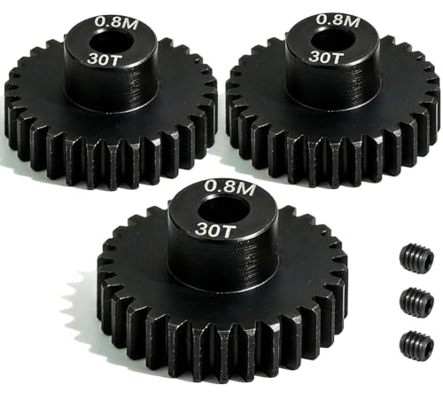 3-Pack Steel Metal 0.8M 5mm Pinion Motor Gear Sets 30T Compatible with HPI Kyosho Losi Axial Tamiya 1/8 1/10 RC Car Monster Truck Buggy, 0.8 Module Gear for Traxxsa Arrma - style: 3Pcs 30T