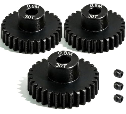 3-Pack Steel Metal 0.8M 5mm Pinion Motor Gear Sets 30T Compatible with HPI Kyosho Losi Axial Tamiya 1/8 1/10 RC Car Monster Truck Buggy, 0.8 Module Gear for Traxxsa Arrma - style: 3Pcs 30T