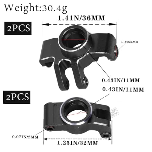 Upgrades Parts for 1/18 Granite Grom Mega 380 Brushed 4x4 Monster Truck RTR,Aluminum Front Steering Block Knuckles & C-Hubs Caster Blocks & Rear Hubs Hops Up,4PCS Black - color: Black(4pcs)