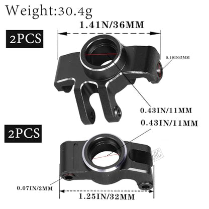 Upgrades Parts for 1/18 Granite Grom Mega 380 Brushed 4x4 Monster Truck RTR,Aluminum Front Steering Block Knuckles & C-Hubs Caster Blocks & Rear Hubs Hops Up,4PCS Black - color: Black(4pcs)