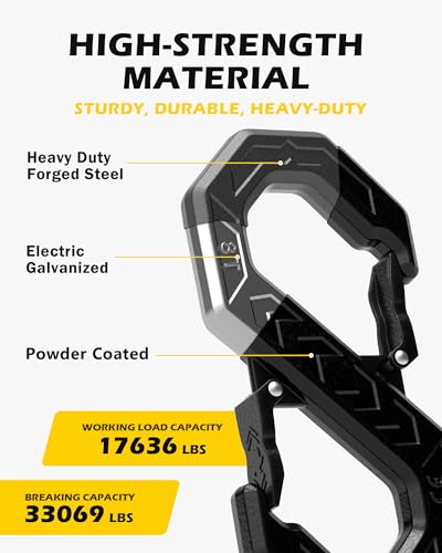 3/8" Tow Hook, S-Shaped Winch Hook, 33,000lbs Breaking Strength, G80 Heavy Duty Forged Steel, Fast Connect Winch Shackle Towing Hook for Trucks, SUVs, ATVs, Trailers, Black - color: Black