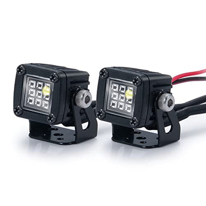 RC Car LED Lights Headlights Headlamp Square Lens Spotlight 4PCS Compatible with 1/10 RC Crawler Car TRX4 TRX6 Axial SCX10 90046 RR10 D90 Upgrades Parts (A-9 Holes) - color: A-9 Holes