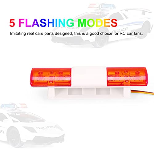 RC Model LED Police Night Light Bar Flash Lamp Compatible with 1/10 1/8 RC Car Model for HSP Tamiya CC01 Axial SCX10 (Red) - color: Red