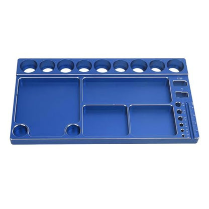 RC Screwdriver Tool Storage Rack, Aluminum Alloy Magnetic RC Socket Screws Tray Organizer, Prevent Slip Tool Holder with 4 Magnetic Pads for 1/8 1/10 1/12 RC Car, Airplane, Helicop (Blue) - color: Blue