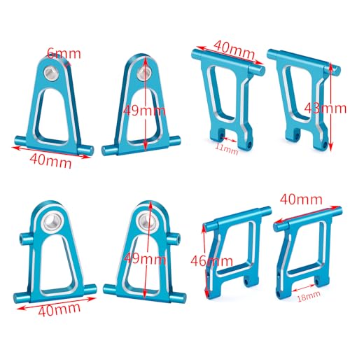 8Pcs MORFUM Aluminum Alloy Front Rear Suspension Swing Arm Set Replacement Upgrade Parts Compatible with Tamiya TT01 TT01D TT01E 1/10 RC On Road Touring Drift Car | Spare Parts RC Vehicle Suspension A-Arms Compatible with Tamiya TT01 TT01D TT01E 1/10 RC O