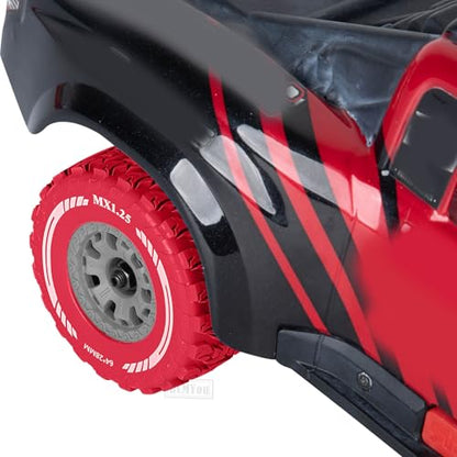 RC MX1.25 RC Truck Wheel Tires for Traxx as/Mojave GROM 223S 4x4 RTR,14301 14302 14303,Tamiya Kyosho HPI 1/14-1/18 Scale On/Off Road,RC Monster Truck Car Wheels,Grey-Red - color: Grey-red(rc Wheels Tires)