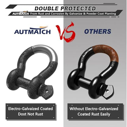 AUTMATCH 3/4" D Ring Shackles (2-Pack) - 41,887 lbs Break Strength | Clevis Shackle with 7/8" Pin & Isolator Washer Kit for Tow Strap, Winch, Towing & Off-Road Vehicle Recovery, Grainstone - color: Grainstone