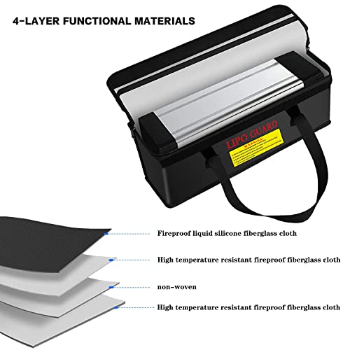 19.3"x5.9"x7.1" Lipo Battery Safe Bag Large Capatity Bag for Ebike RC Lipo Battery Pack Storage Charging Transport,Home Office Travel Fireproof Safe Storage Pouch - size: 490*150*180mm