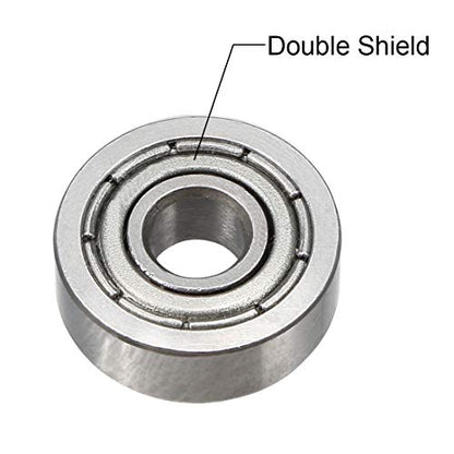 uxcell 604ZZ Deep Groove Ball Bearing Double Shield 604-2Z 80014, 4mm x 12mm x 4mm Chrome Steel Bearings (5-Pack) - size: 4mmx12mmx4mm