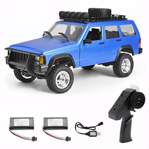 GoolRC RC Rock Crawler, 1:12 Scale Remote Control Car, 2.4Ghz 4WD Off Road RC Truck, All Terrains Climbing Vehicle, RC Car Gifts for Adults, Include 2 Batteries (Blue) - color: Blue, size: 2 Batteries