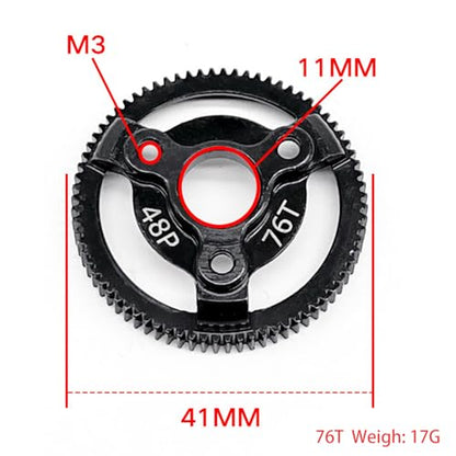 RC 48P 76T Spur Gear Hardened Steel Spur Gear Upgrades Part for Traxxas 1/10 Slash Stampede Rustler Bandit 2WD VXL XL-5 F-150 SVT, (76T) - size: 48P-Spur Gear-76T