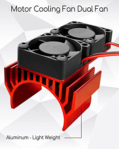 VXL-3s ESC Cooling Fan and Motor Cooling Fan Dual Fan Set | Compatible with Traxxas Slash 4x4 Stampede 4x4 Rustler 4x4 Hoss 4×4 Velineon VXL 3s Heat Sink, Red - color: Red ESC Cooling Fan and Motor Cooling Fan