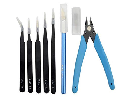 Professional 20 PCS Model Tools Kit Modeler Basic Tools Craft Set Hobby Building Tools Kit for Gundam Car Model Building Repairing and Fixing(I)