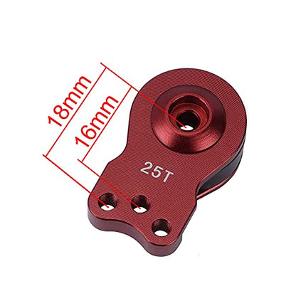 DJX Aluminum 25T Servo Saver 3 Holes Adjustable Hi-Torque Servo Horn for 1/8 1/10 Remote Control Car Boat (Red) - color: Red
