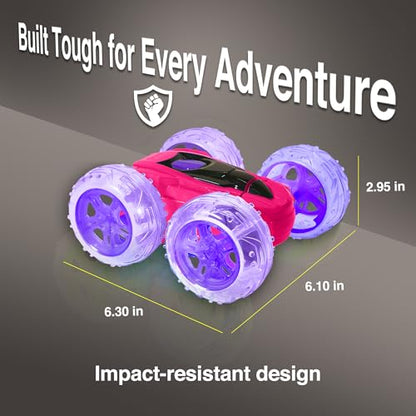 Contixo SC3 RC Stunt Car, Pink 2.4GHz 4WD Double-Sided 360° Rotating flip Racer Remote Control Toy Cars with LED Lights for Kids Girls Boys Age 4-12 Birthday Gift - color: Pink