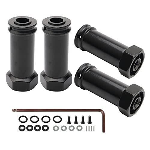 Pack of 4 Aluminum 12mm Wheel Hub Hex Adapters 30mm Extension Offset Upgrade Parts for Traxxas Slash 4x4 HQ 727 1/10 RC Short Course Truck, Black - color: Black