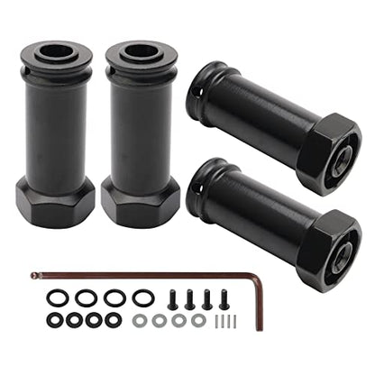 Pack of 4 Aluminum 12mm Wheel Hub Hex Adapters 30mm Extension Offset Upgrade Parts for Traxxas Slash 4x4 HQ 727 1/10 RC Short Course Truck, Black - color: Black