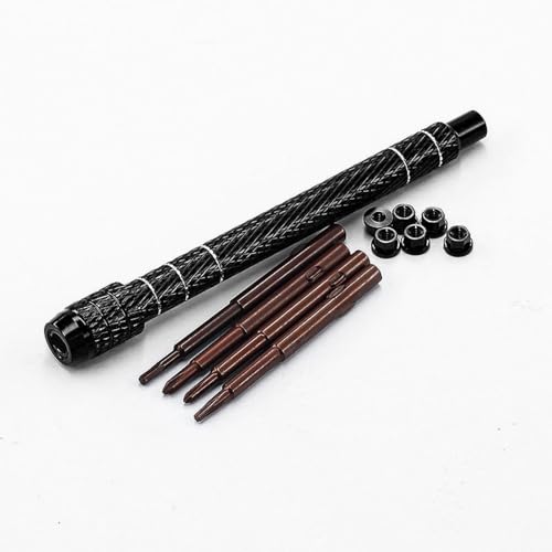 1/30 RC Screwdrivers Set H1.3 Hex T4 Plum Phillips 1.5mm 2.0mm Precision Bits With M2 Nuts Screw Driver Repair Tool Kit For 1:30 1:32 Crawler Car Axial SCX30 0.7" Tires Wheels (Black) - color: Black