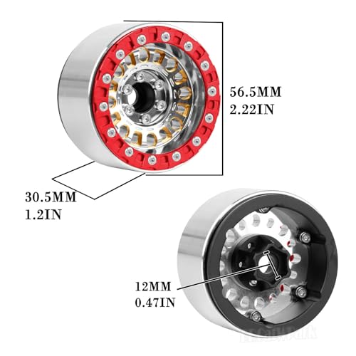 1.9 Brass Beadlock Wheel Rim for 1/10 SCX10 SCX10 II 90046 SCX10 III AXI03007 SCX10 Pro TRX4 TRX6 Gen7/8 D90 VS4-10 MST CFX RC Crawler Car,Brass Beadlock & Aluminum Deep Dish Rim,Silver - color: Silver - (4pcs Rim)