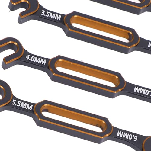 Drfeify 4PCS RC Car Wrench Repair Tool, 3.0/3.2/3.5/3.7/4.0/5.0/5.5/6.0mm RC Turnbuckle Nut Ball Joint Remover Universal Upgrade Parts (Gold) - color: Gold
