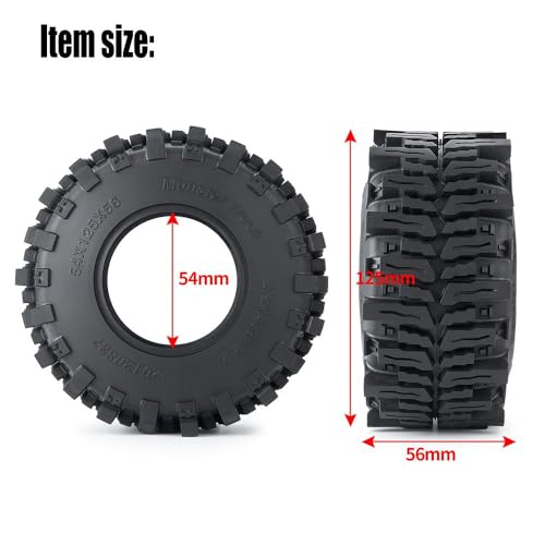 4PCS 2.2inch RC Crawler Tires with Foam Insert 125mm/4.9inch Outer Diameter for 1/10 RC Crawler Car