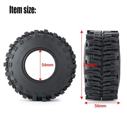 4PCS 2.2inch RC Crawler Tires with Foam Insert 125mm/4.9inch Outer Diameter for 1/10 RC Crawler Car