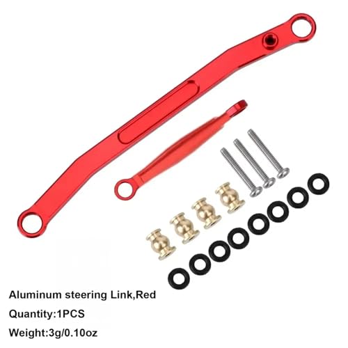 RC Models Parts For Axial For SCX24 90081 RC Crawler Upgrade Parts Aluminum Alloy Material CNC Front Steering Linkage Rods Set(Red) - color: Red