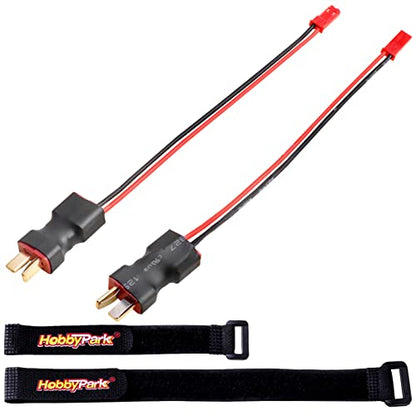 Hobbypark T Plugs to JST Connector Adapter 22AWG Wire RC Battery Connectors (2-Pack)