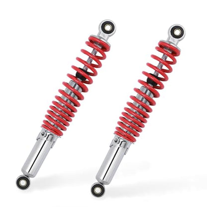 Minho Dual Rear Shock Absorbers with Adjustable Spring Preload in Heavy Iron Material Compatible with Chinese GY6 4-Stroke Engine Taotao ATV Go Kart,Red Color,330MM Length - size: 330mm