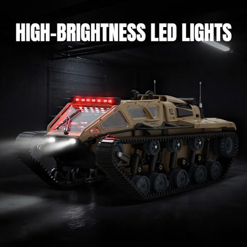 RC Tank, 1:16 Remote Control Truck for Beginners & Adults | Off-Road RC Trucks, 4WD Crawler, 360° Rotating Drifting, 2 Batteries - color: Yellow, size: 1:16