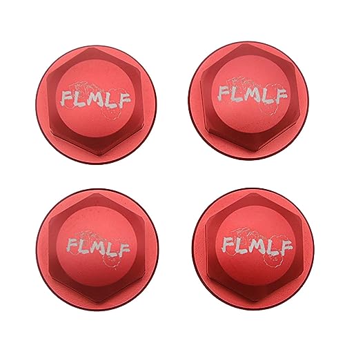 24mm CNC Metal Wheel Tire Adapter Front Rear Tyre Nut Cap 4pcs (Red) | for 1/5 Scale TRAXXAS X-MAXX XMAXX 6S 8S Truck Rc Car Racing Toys Parts - color: Red