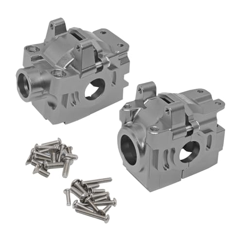Alloy Front&Rear Differential housing Gear Box for Traxxas 1/10 4X4 Rustler Stampede Hoss Slash 4WD VXL-Replaces Part 6880 6881 - color: Titanium