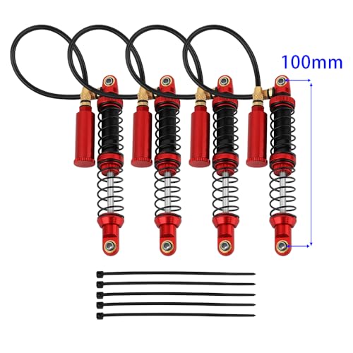 100mm Desert Lizard Piggyback Adjustable RC Shock Absorber Damper for 1/10 RC Crawler Axial SCX10 90046 AXI231017 D90 TRX4 TRX6 Metal Upgrade (red) - color: red