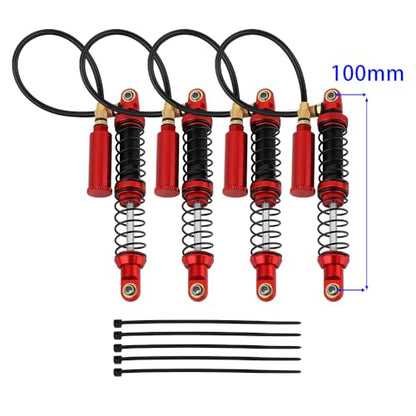 100mm Desert Lizard Piggyback Adjustable RC Shock Absorber Damper for 1/10 RC Crawler Axial SCX10 90046 AXI231017 D90 TRX4 TRX6 Metal Upgrade (red) - color: red