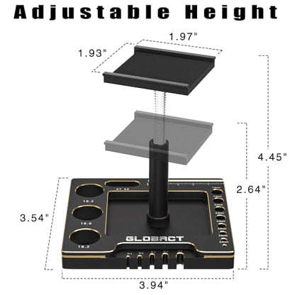 Multifunctional RC Car Stand RC Work Stand RC Repair Stand 360° Rotation Lift Or Lower with RC Screwdrivers for TRX4M SCX24 AX24 FMS FCX24 1/16 1/18 1/24 RC Crawler Truck Buggy (Black Gold)