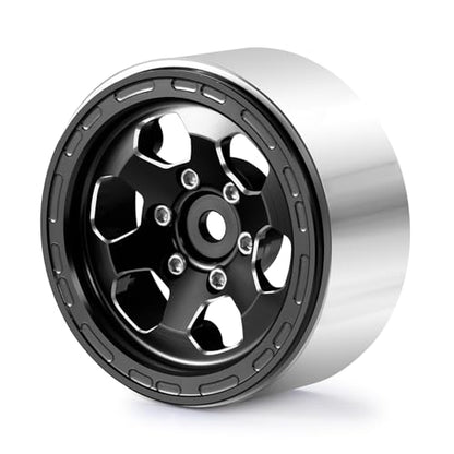 1.3inch beadlock Wheels RC Aluminium Rims for 1/18th TRX4M 1/24th Axial SCX24 RC Crawler Car Upgrade Parts (Black) - color: Black