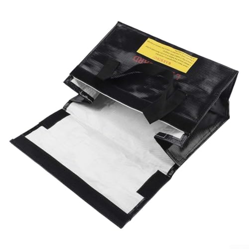 Fireproof for battery Charging Bag for LiPo Batteries Flame-Retardant Storage Pouch for FPV Drones, RC Cars, UAV,26x18x13cm Black Safety Bag(260 * 130 * 150MM)