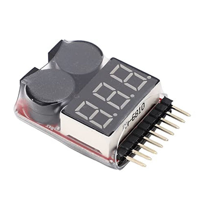 4 PCS 2 in 1 1 8S Lipo Battery Voltage Tester Monitor Low Voltage Buzzer Alarm RC Battery Checker