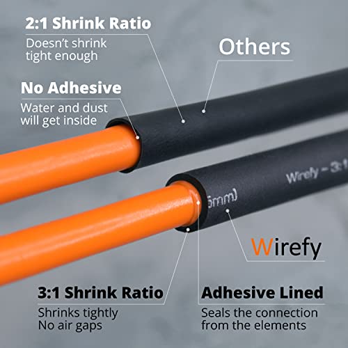 Wirefy | Heat Shrink Tubing - 1/4" inch - 3:1 Ratio - Adhesive Dual Wall Waterproof - Heat Shrink Tube - Heatshrink Tubes - Black - 50 Feet Roll | Trusted UL Certification - color: Black, size: 1/4" - 50 Feet