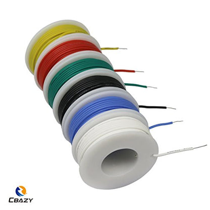 Silicone Wire Kit CBAZY Electric Wire Hook up Wire Kit (Solid Wire) 24 Gauge 6 Colors 26.2 feet Each Wires 24 AWG - color: silicone-soild-electrical wire, size: 24AWG