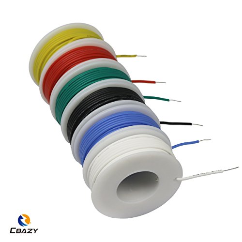 Silicone Wire Kit CBAZY Electric Wire Hook up Wire Kit (Solid Wire) 22 Gauge 6 Colors 19.6 feet Each Wires 22 AWG - color: silicone-soild-electrical wire, size: 22AWG