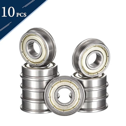 FR3ZZ Flanged Ball Bearing, ID 3/16" x OD 1/2 x Width 10/51" Miniature Bearings, Double Metal Shielded Deep Groove Bearings, Pre-Lubricated (GCr15) Chrome Steel 10pcs - size: FR3ZZ 3/16"x1/2x10/51"