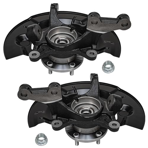 Detroit Axle - 2.5L Front 4pc Steering Knuckles Kit for 2012-2017 | Toyota Camry, 2 Steering Knuckles & Wheel Bearing Hubs 2 Outer Tie Rod Ends 2013 2014 2015 2016 Replacement - size: 4SU50407/Kit