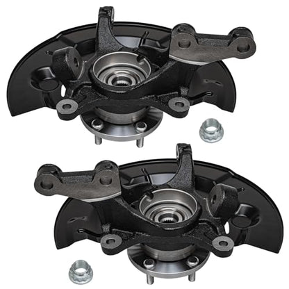 Detroit Axle - 2.5L Front 4pc Steering Knuckles Kit for 2012-2017 | Toyota Camry, 2 Steering Knuckles & Wheel Bearing Hubs 2 Outer Tie Rod Ends 2013 2014 2015 2016 Replacement - size: 4SU50407/Kit