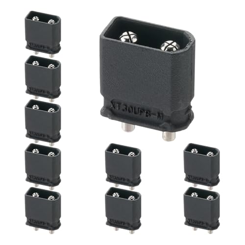 ELFCULB 10pcs Amass XT30UPB-M Connectors, XT30 Upgrade Male Power Connectors for Mini UAV, RC and Robotics Applications (Black) - color: 10pcs XT30UPB