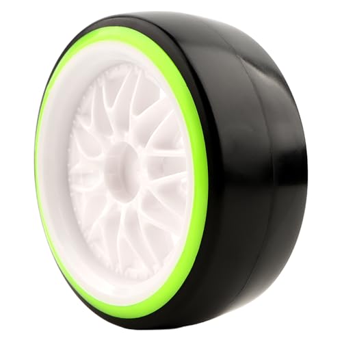 1/10 Hard Plastic RC Drift Tires - 12mm Hex Hub On-Road Touring Racing Wheels Set for HSP Tamiya HPI Kyosho Redcat ExceedRC WLtoys 144001 On-Road Drifting Drift Cars - color: Green