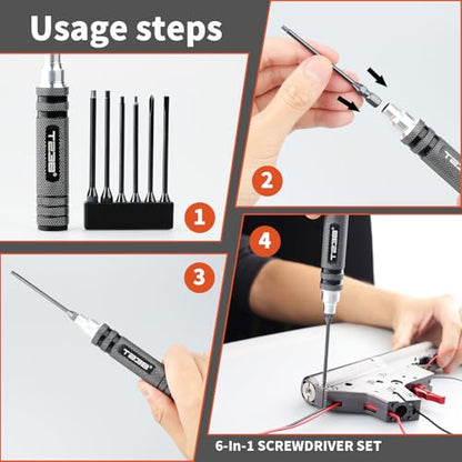 T238-Hex Screw Driver Set, Titanium Hexagon Screwdriver, for Airsoft Tool Multi-Axis FPV Racing Drone RC Quadcopter Helicopter Car Models（1.5MM/2.0MM/2.5MM/3.0MM / Slotted&Cross 3.0MM）