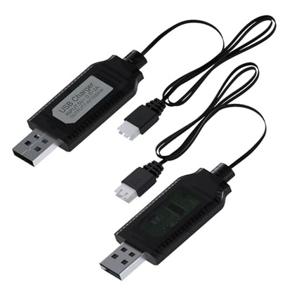 2 Pack USB Charger Cable for 7.4V LiPo & Li-ion Batteries by MMOBIEL - USB to XH-3P Connector, 1A 2S Charge Adapter for RC Drones, Quadcopters, WLtoys, Skytech, Gel Splatter Blasters, and More
